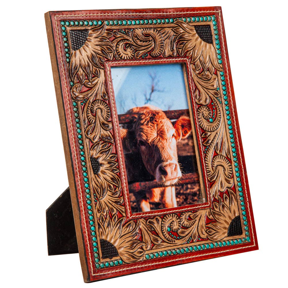 Devonnieâ€™s Sunflowers Hand-Tooled Photo Frame