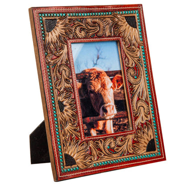 Devonnieâ€™s Sunflowers Hand-Tooled Photo Frame