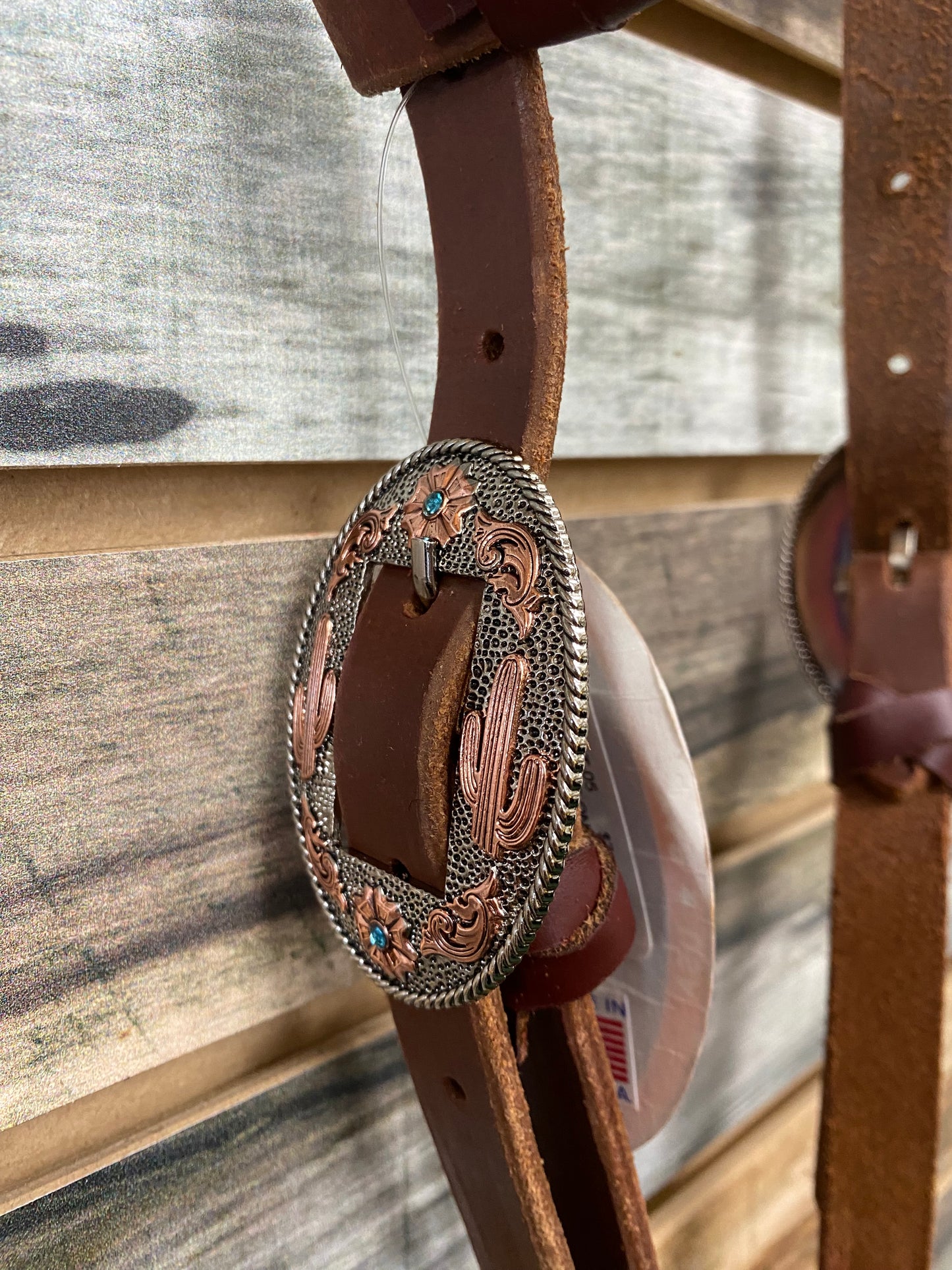 HR Sliding One Ear Cowboy Tie Headstall with Cactus Buckle