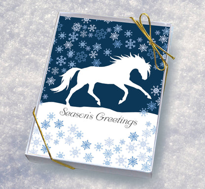 Horse Boxed Christmas Cards | White Cantering | 8 Holiday