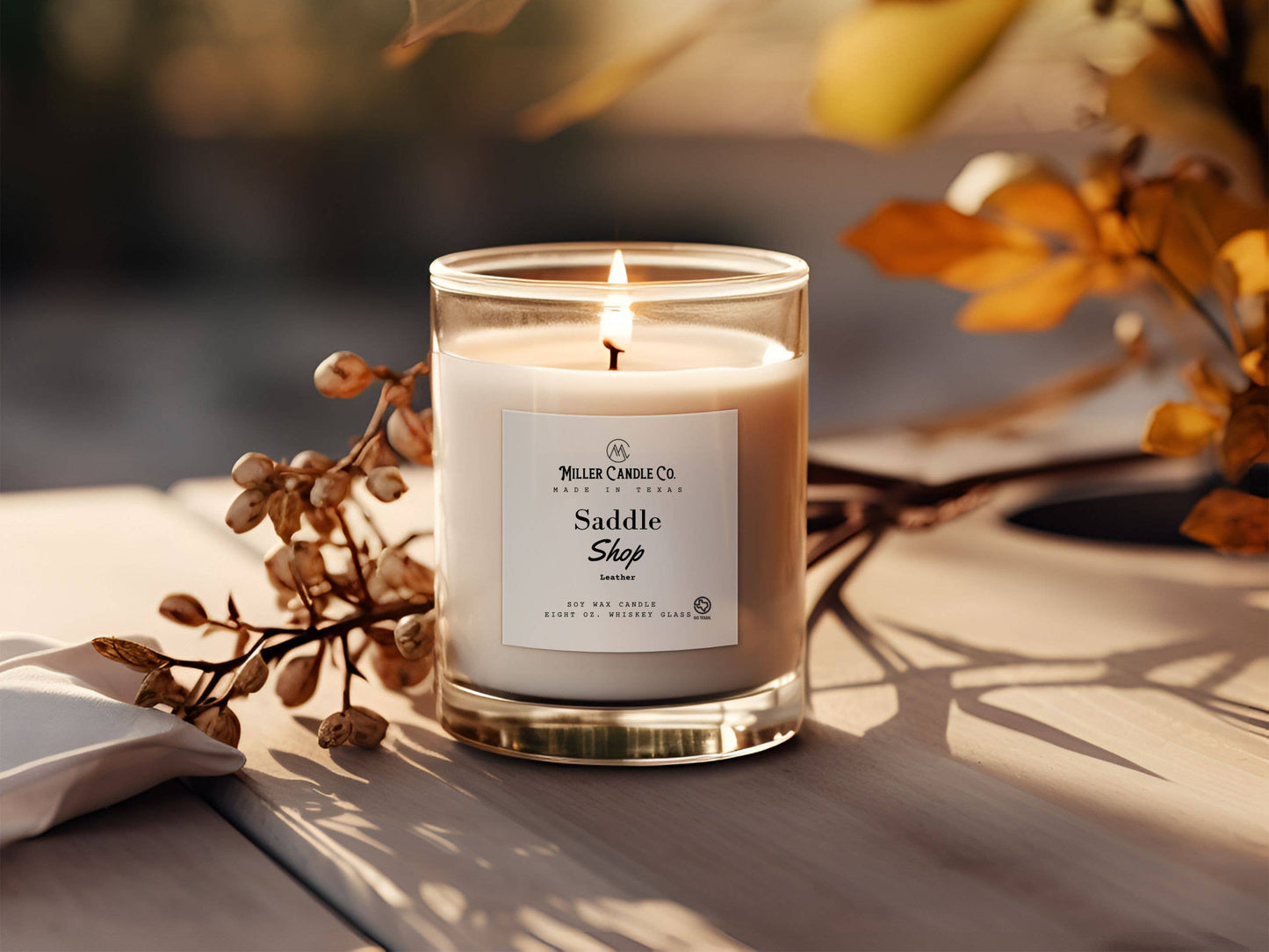 Saddle Shop Candle in Reusable Whiskey Glass