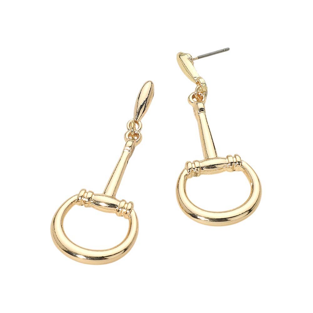 Metal Stirrup Equestrian Horseshoe Drop Earrings