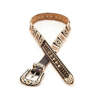 Long Horn Concho Crystal Western Adult Belt Brown Medium