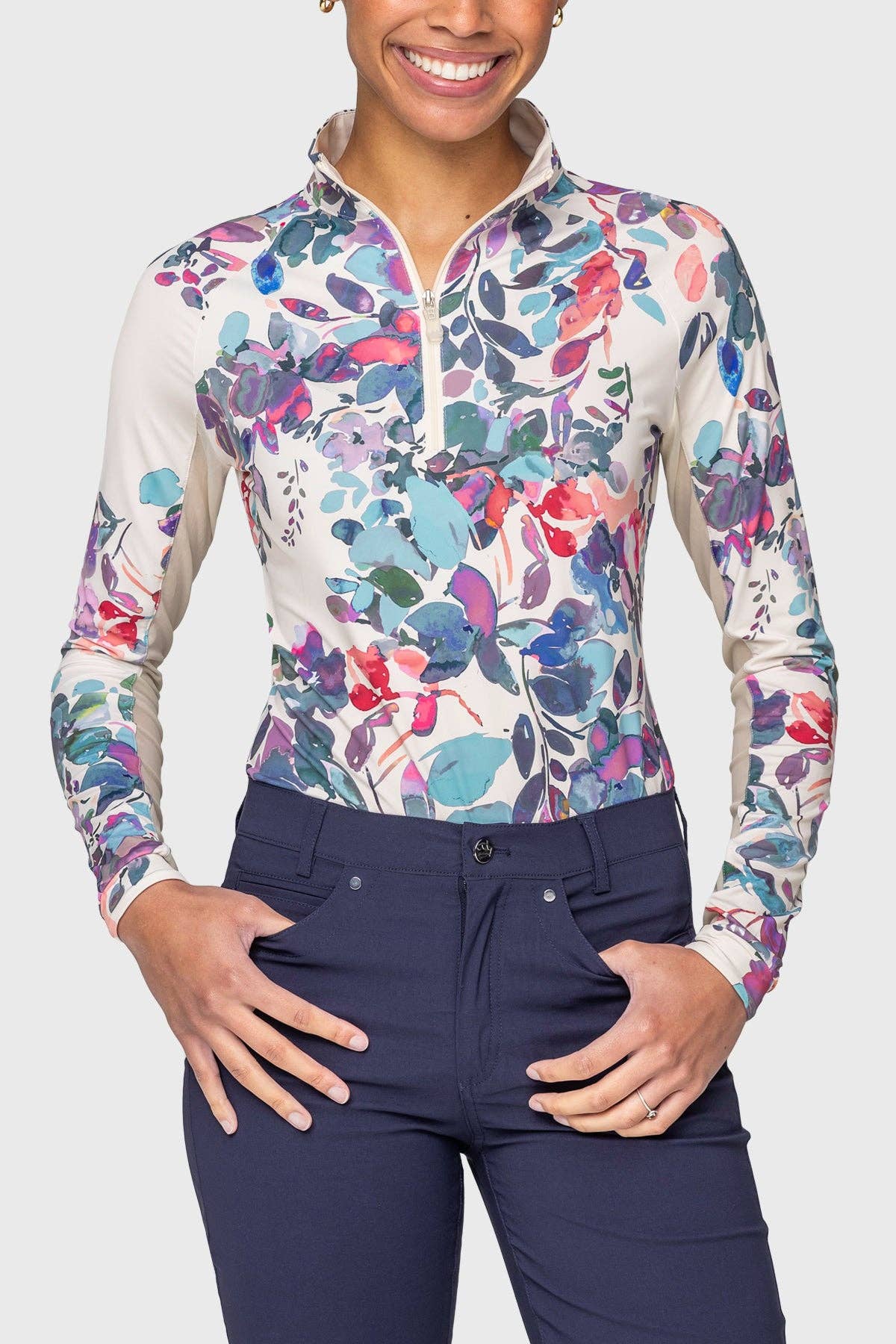 Amethyst Watercolor Floral Long Sleeve Sun Shirt