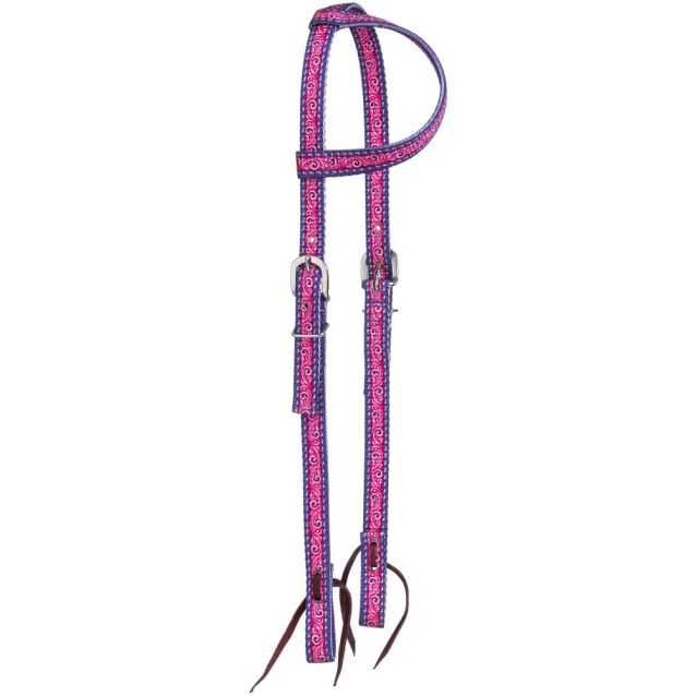 Tough1 Purple Tooled Nylon One Ear Headstall