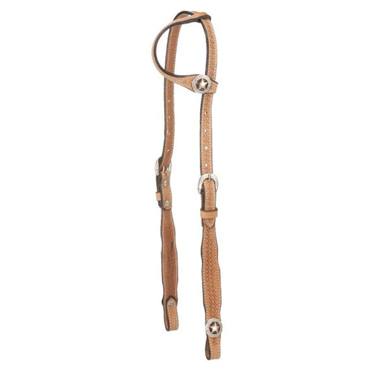 Tough1 Basket Stamp One Ear Headstall Horse Light Oil