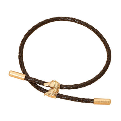 Horse Charm Accent Braided Faux Leather Cord Adjustable Bracelet