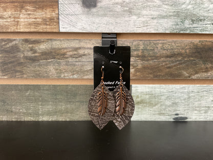 Crooked Fence Feather Earring with Leather