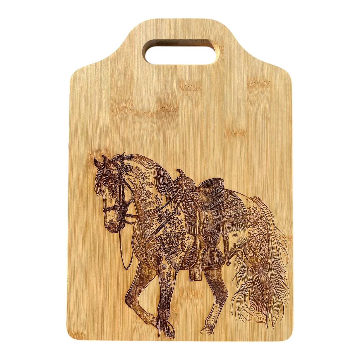 Western Dressage Horse Bamboo Cutting, cheese board