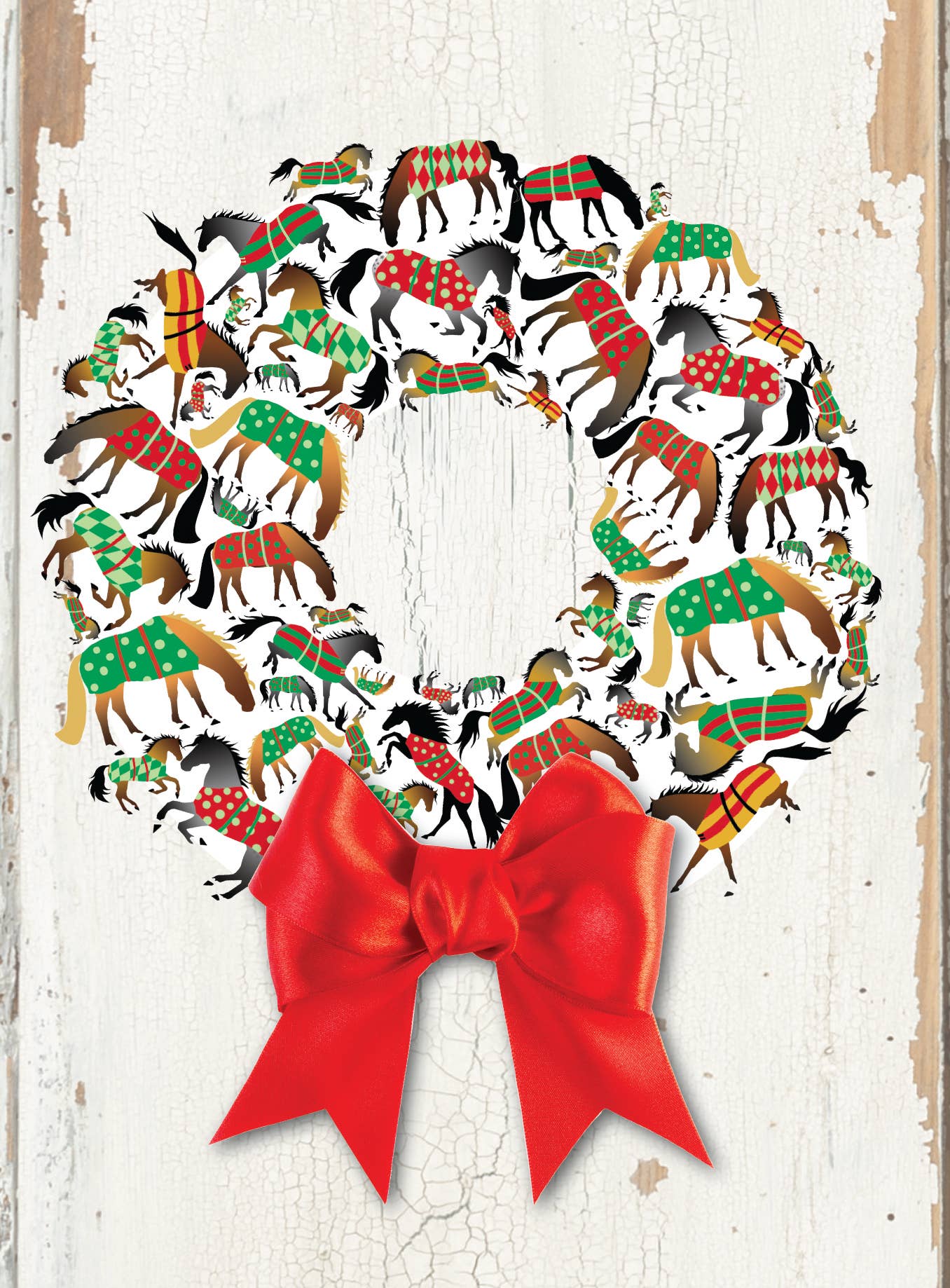 Horse Boxed Christmas Cards / Blankets Wreath / 8 Holiday
