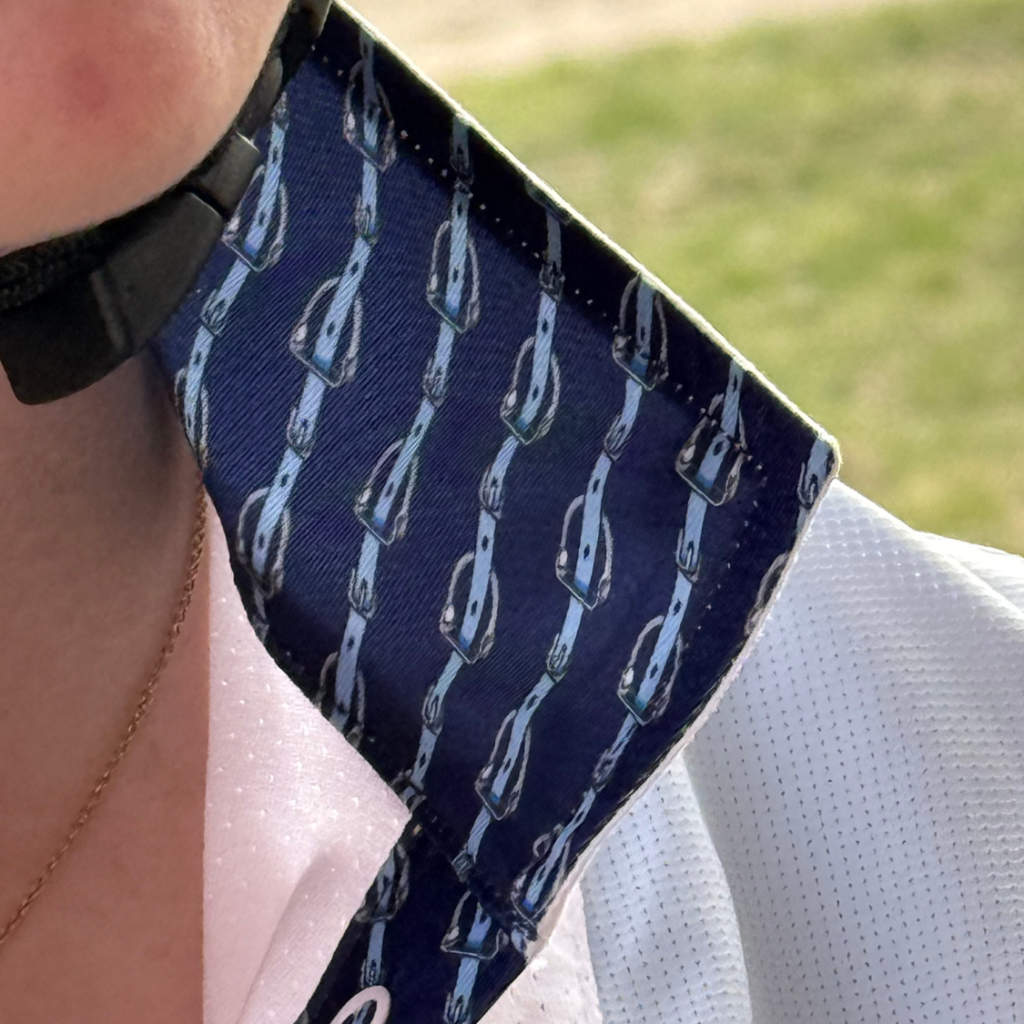 Essex Classics Girls "Luna II" Light Blue Long Sleeve Performance Show Shirt with Stirrups Trim