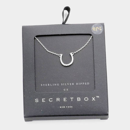Secret Box_14K Gold Dipped CZ Horseshoe Pendant Necklace