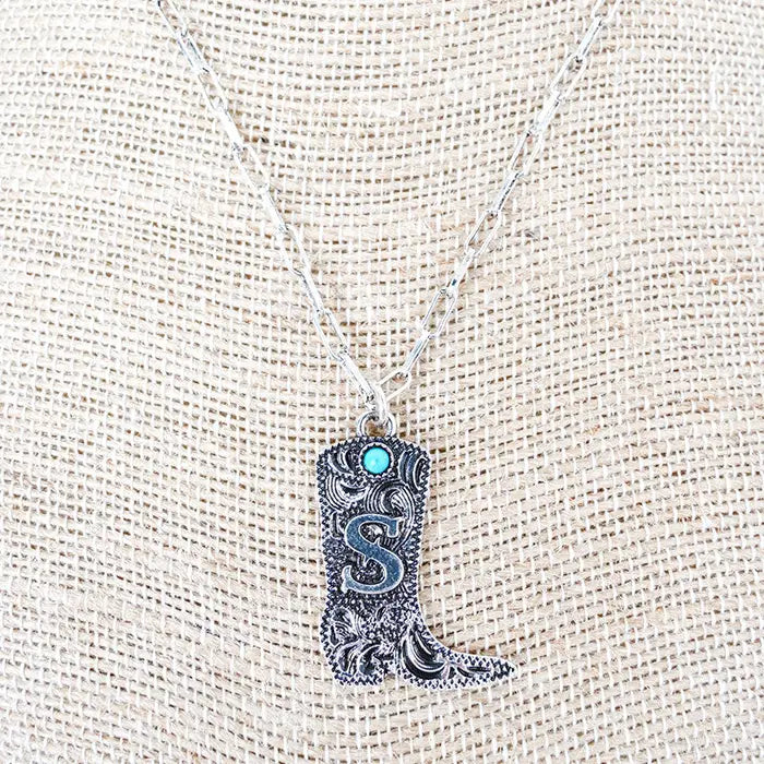 TIPI Boot & Brand Turquoise Silvertone Necklace