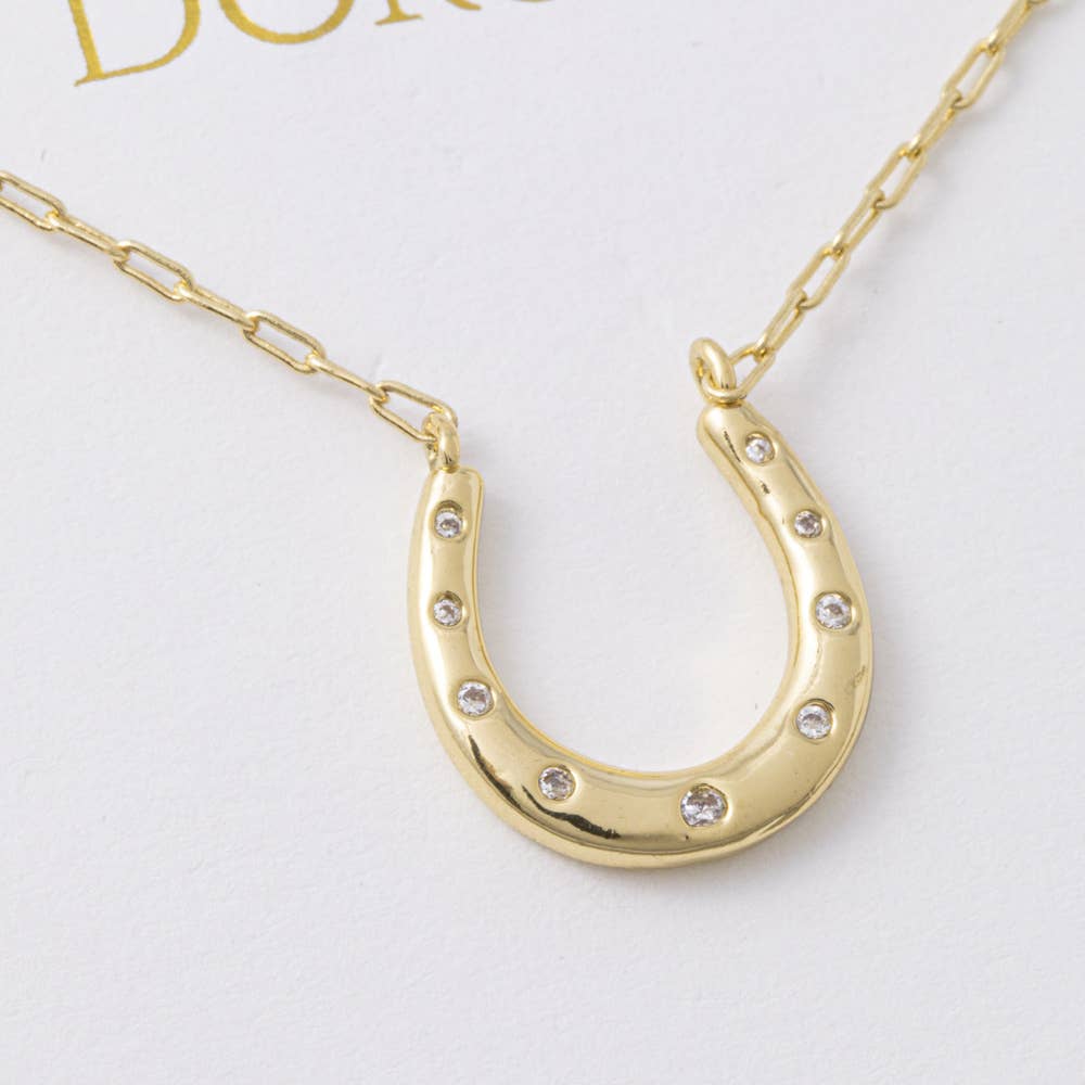 Cz Horseshoe Paperclip Chain Necklace