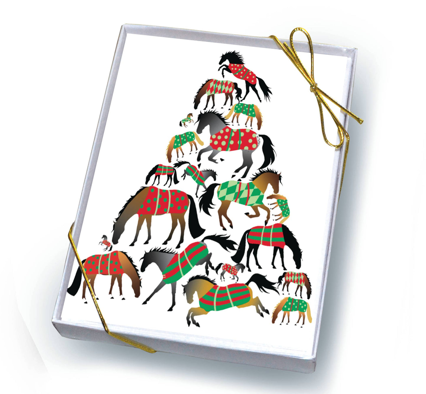 Horse Boxed Christmas Cards / Tree of Blankets / 8 Holiday
