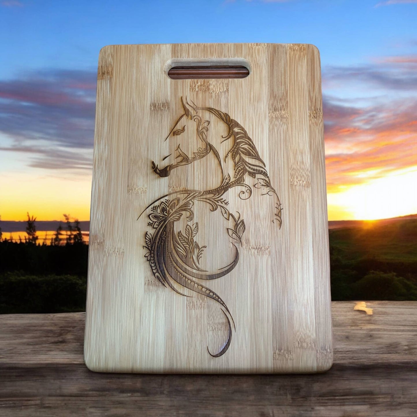 Horse Design Bamboo Cutting Board, 3 available sizes