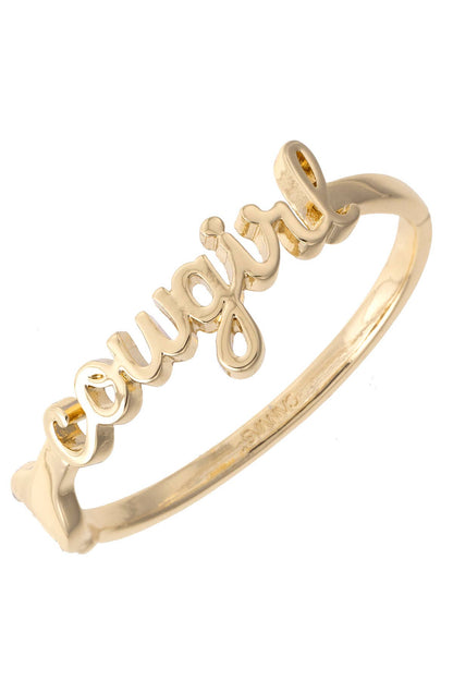 Cowgirl Cursive Hinge Bangle in Shiny Gold