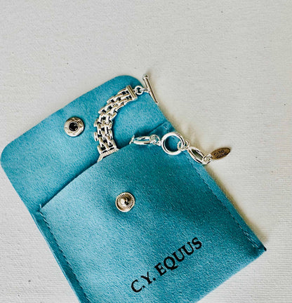 Bold Western Saddle Stirrup Bracelet/Aqua stone w/toggle