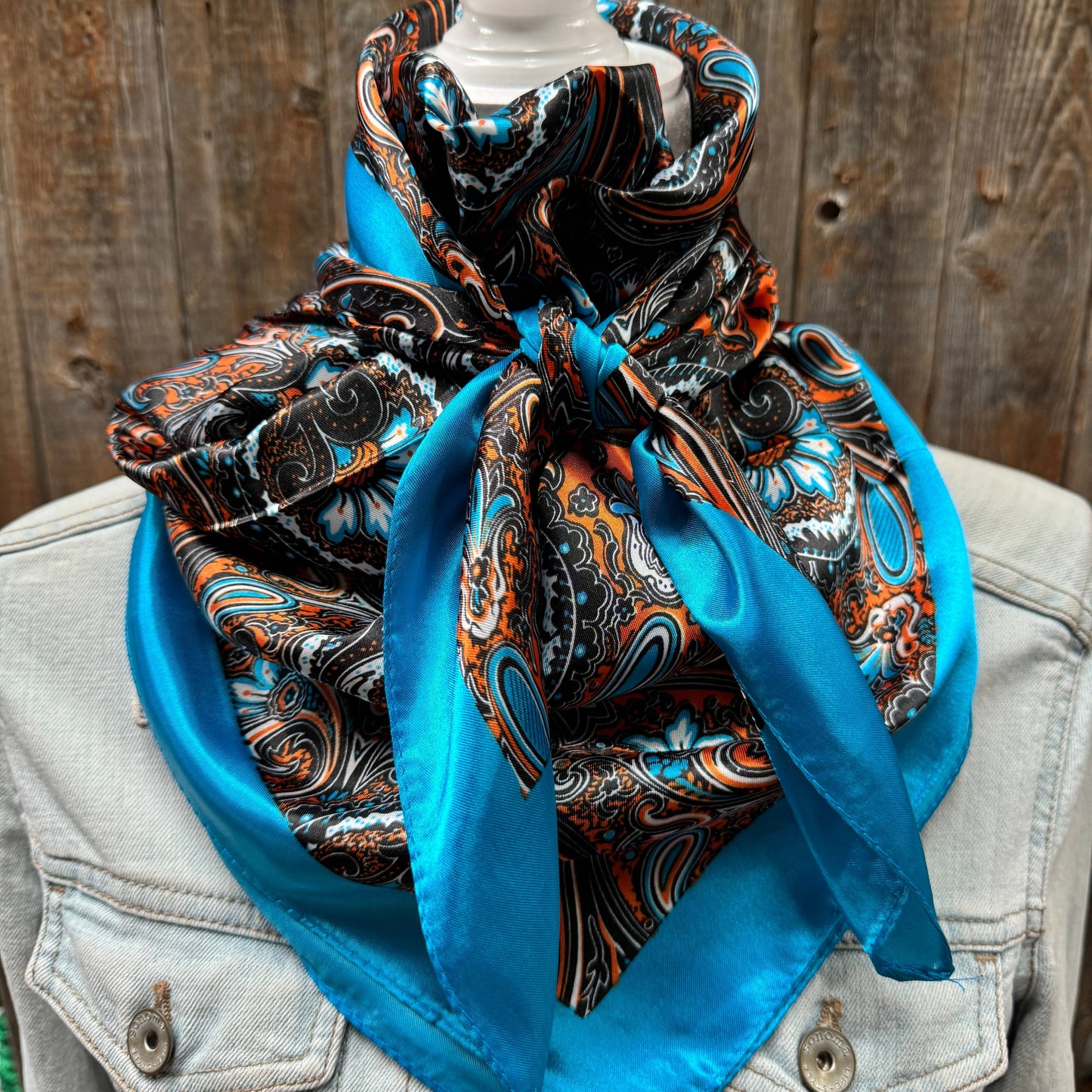 35X35" Blue Floral Wild Rag / Scarf WR1024