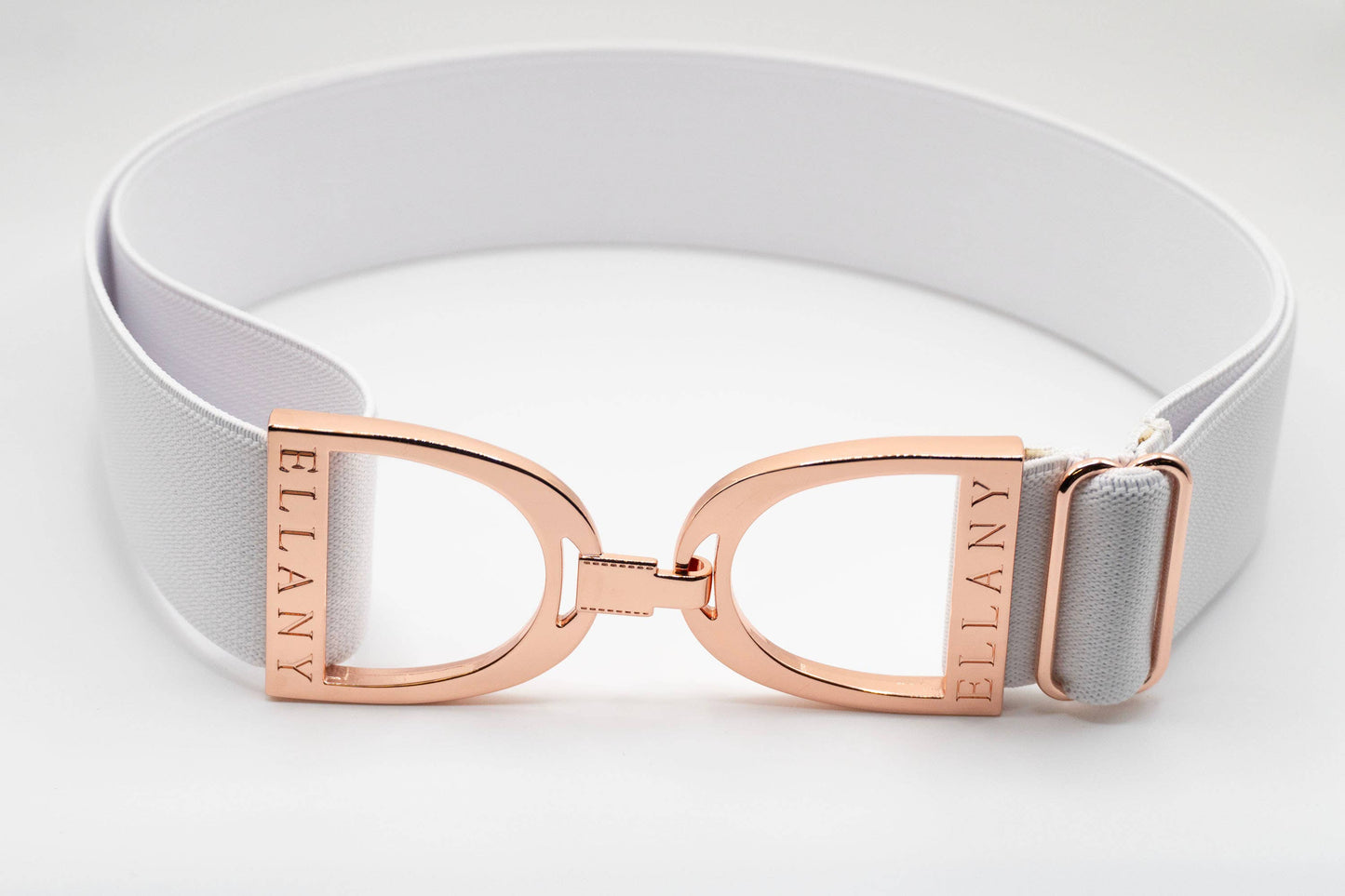 White - 1.5" Rose Gold Stirrup Elastic Belt