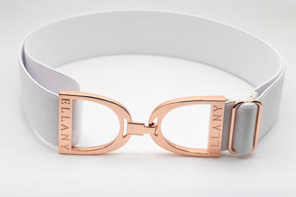 White - 1.5" Rose Gold Stirrup Elastic Belt