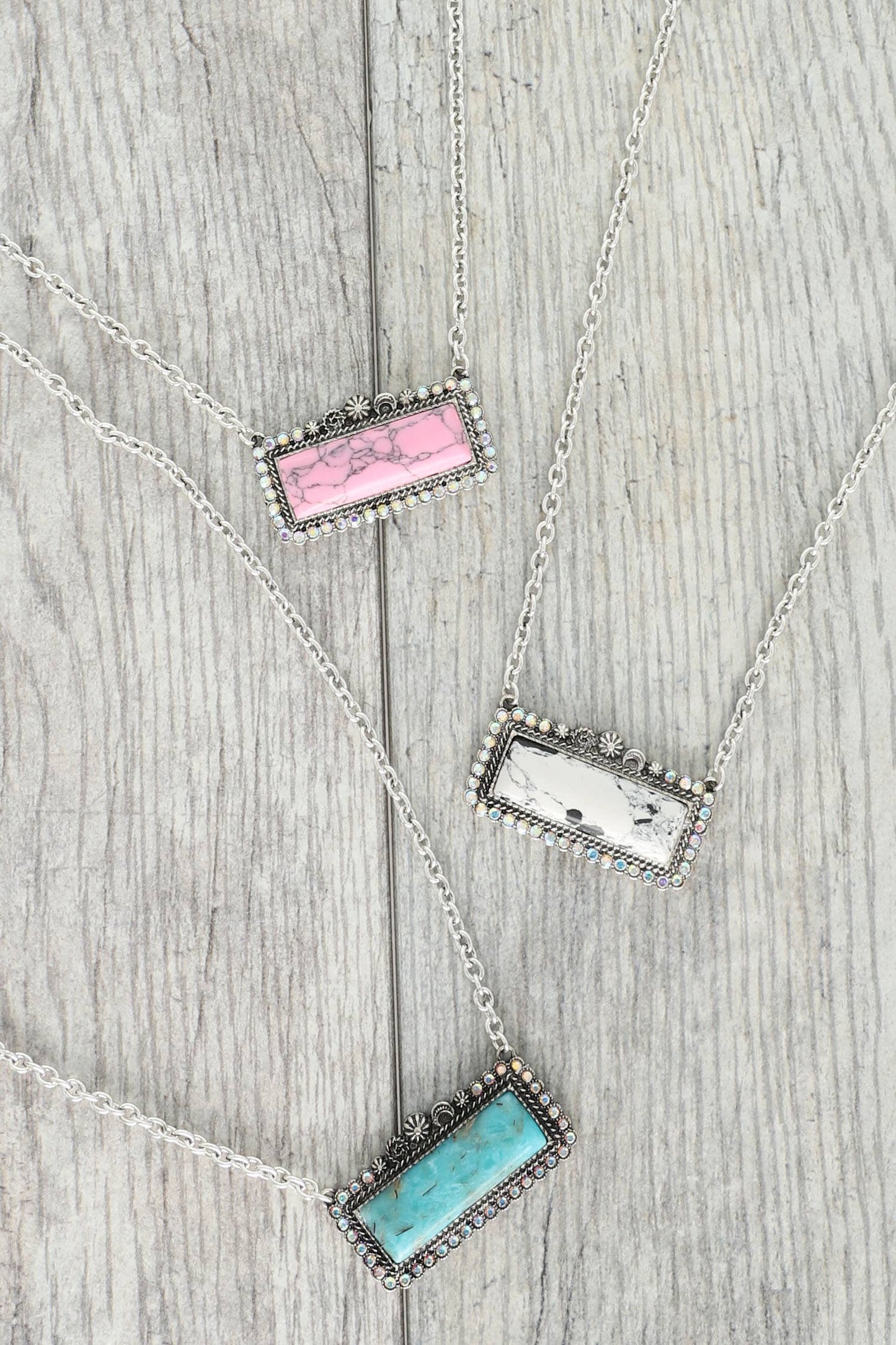 Western Rectangle Turquoise Bar Concho Necklace