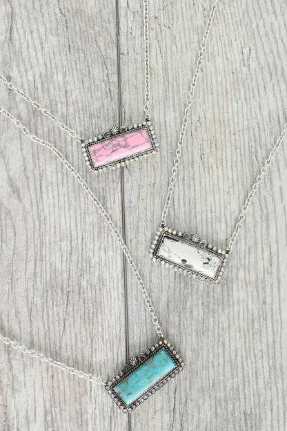 Western Rectangle Turquoise Bar Concho Necklace