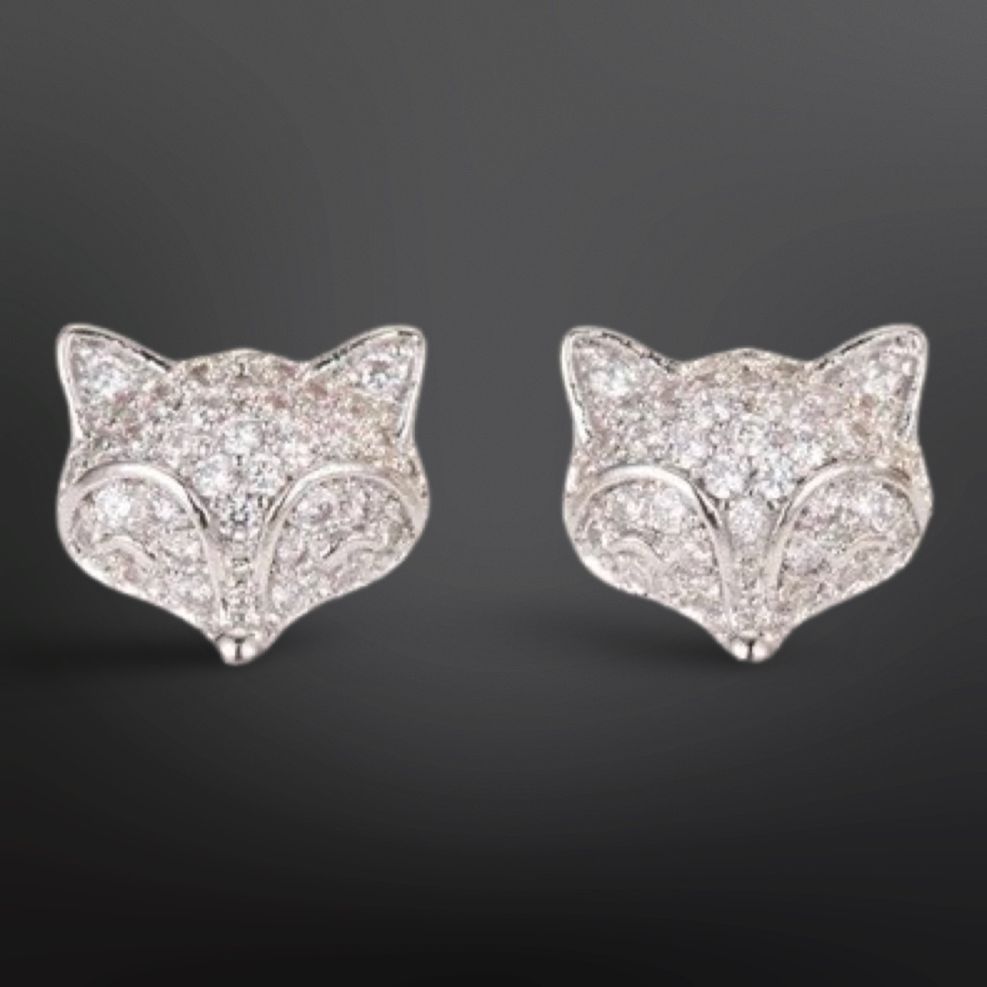 Fox Mask Sterling Silver Post Stud Earrings