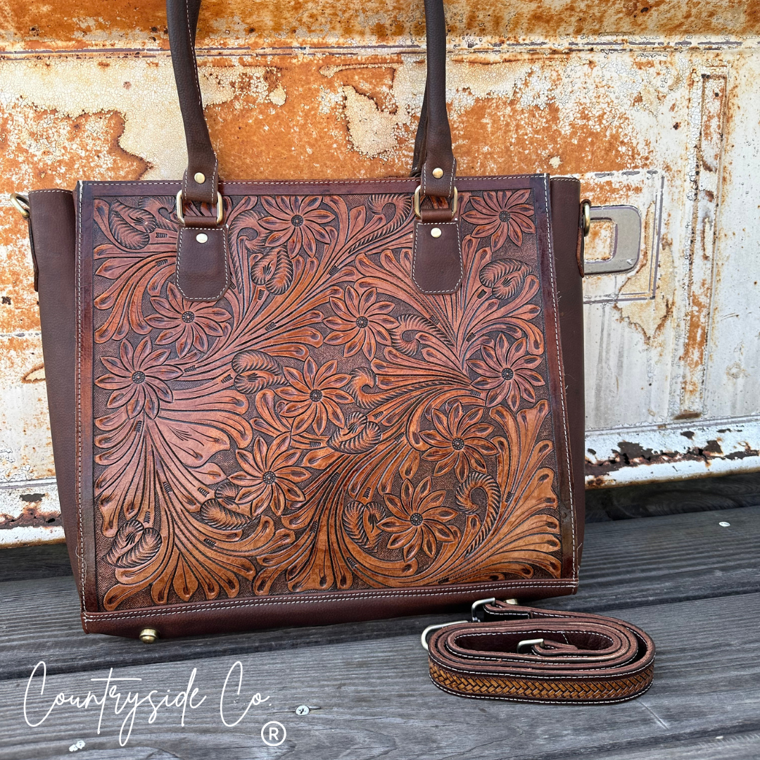 Kathryn Tooled Leather Purse, Tote