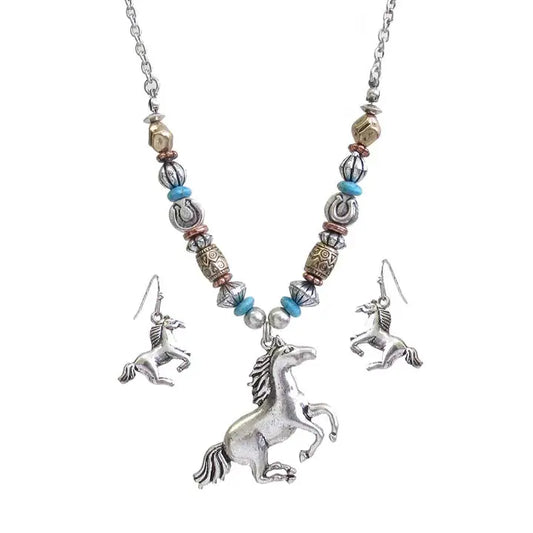 Western Horse Necklace Set