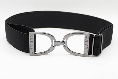 Black - 1.5" Gunmetal Stirrup Elastic Belt