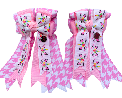 PonyTail Bows- Unicorn Party/Houndstooth