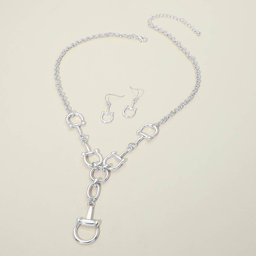 Metal Equestrian Horseshoe Link Necklace