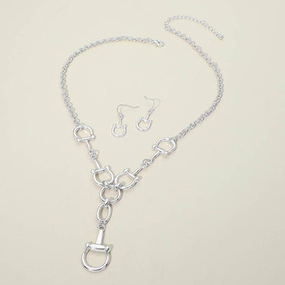 Metal Equestrian Horseshoe Link Necklace