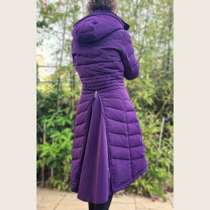 Deep Purple Duck Down Riding Coat with velvet collar