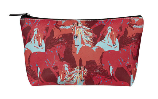 AWST Int'l Colorful Horses Cosmetic Pouch