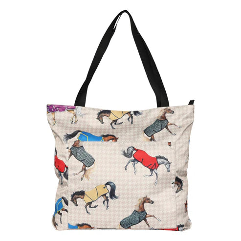 JPC - AWST Int'l Lila Horses in Blankets Tote Bag
