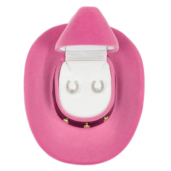 Horseshoe Earrings w/Colorful Cowboy Hat Gift Box