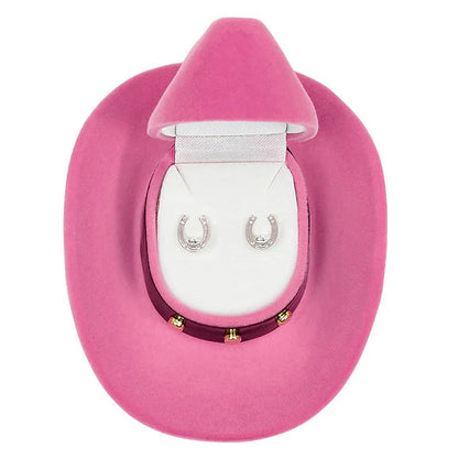 Horseshoe Earrings w/Colorful Cowboy Hat Gift Box