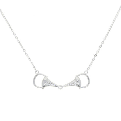 AWST Int'l  Sterling Silver & CZ Snaffle Bit Necklace