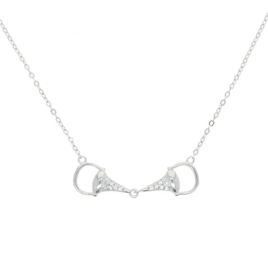 AWST Int'l  Sterling Silver & CZ Snaffle Bit Necklace