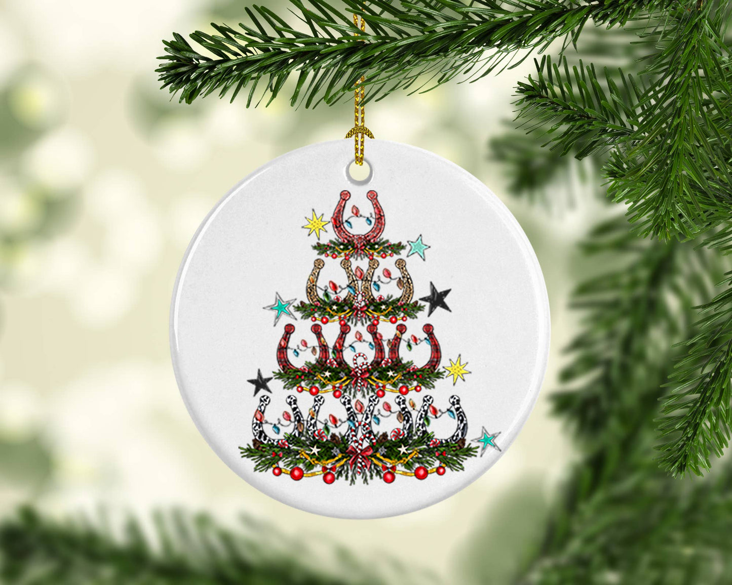 Horseshoe Tree Ceramic Christmas Tree Ornament