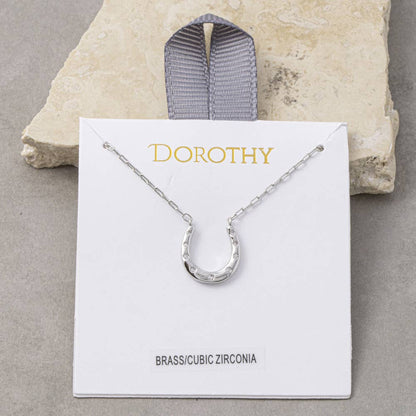 Cz Horseshoe Paperclip Chain Necklace