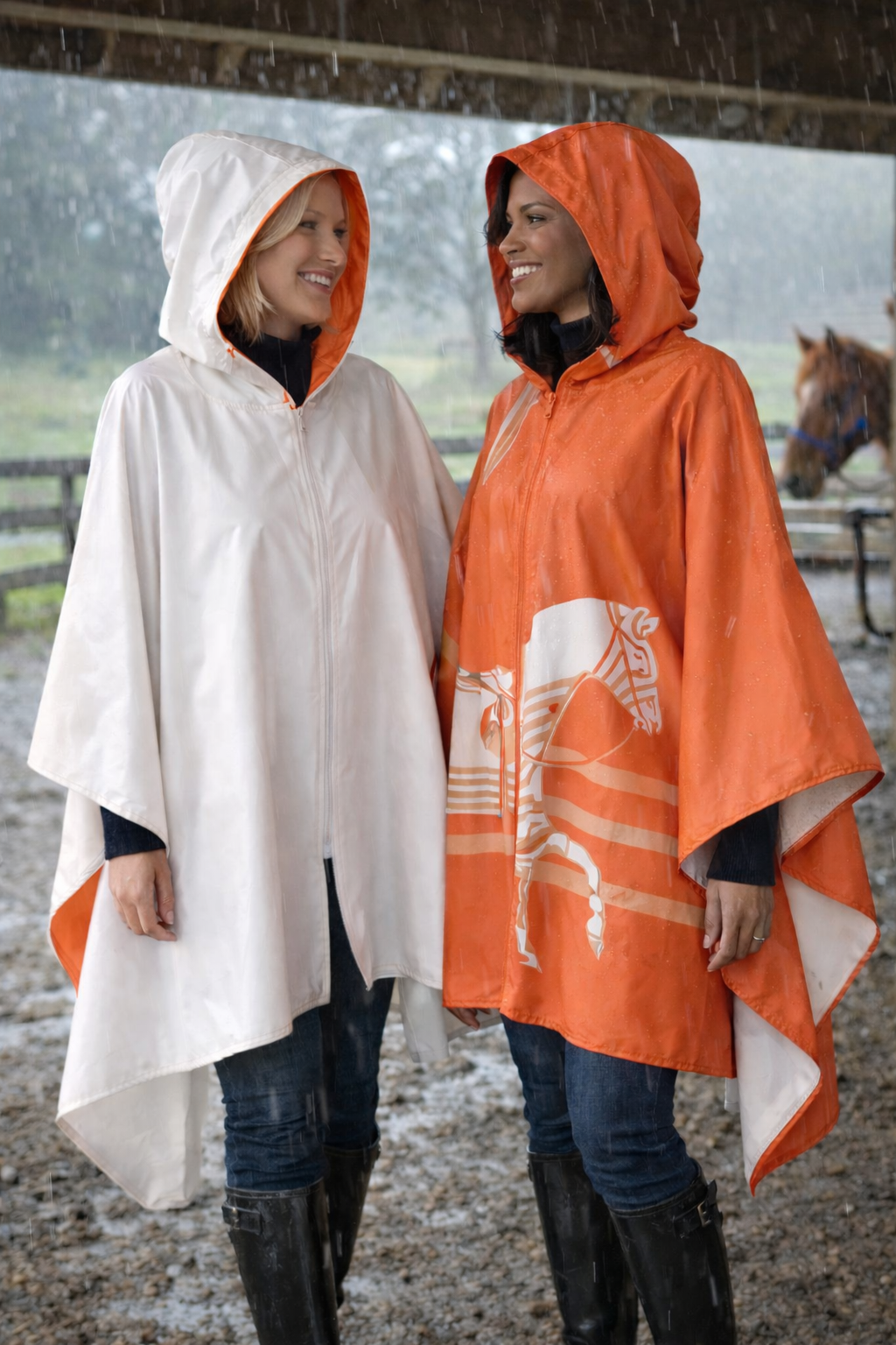 Orange Horse Corral Reversible Rain Cape