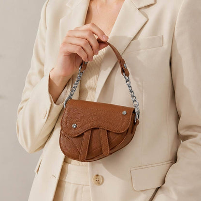 Faux Leather Mini Saddle Shoulder Crossbody Bag