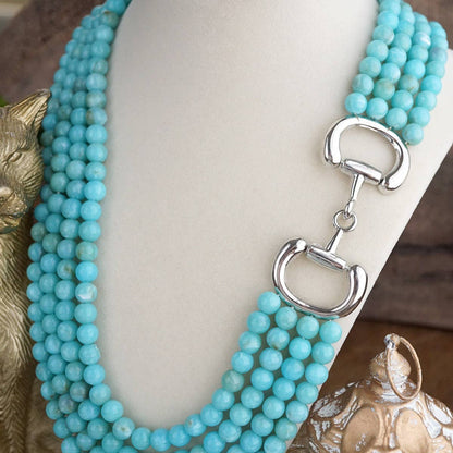 Polished Rider – Multi-Strand Acrylic Bead Horse Bit Necklace