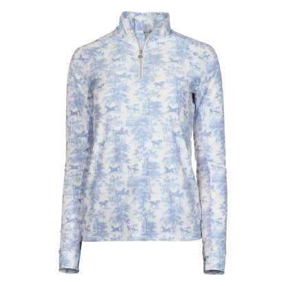 Dapplebay Equestrian Toile 1/4 Zip Light Riding Top - Long Sleeve