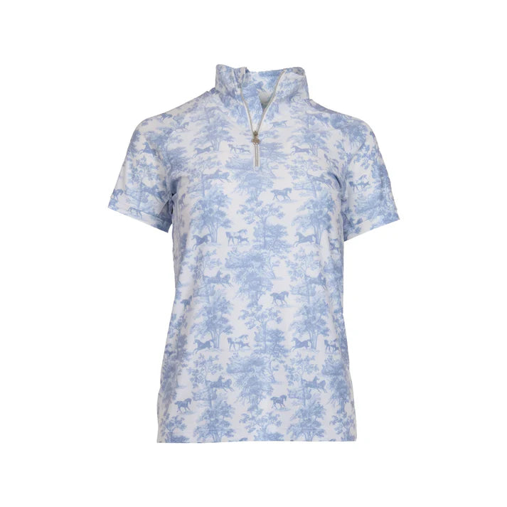 Dapplebay Equestrian Toile 1/4 Zip Light Riding Top - Short Sleeve
