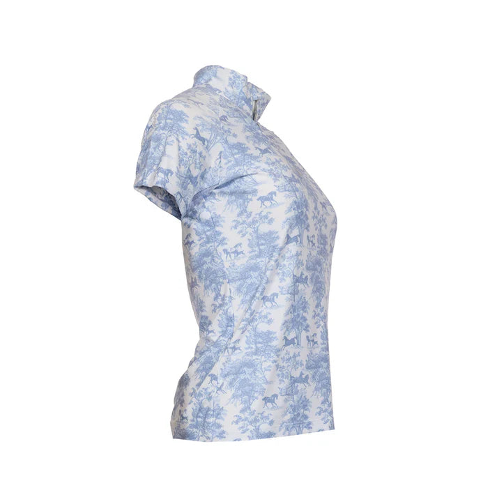 Dapplebay Equestrian Toile 1/4 Zip Light Riding Top - Short Sleeve