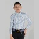 Dapplebay Kids Equestrian Toile 1/4 Zip LS Riding Top-Moonrise